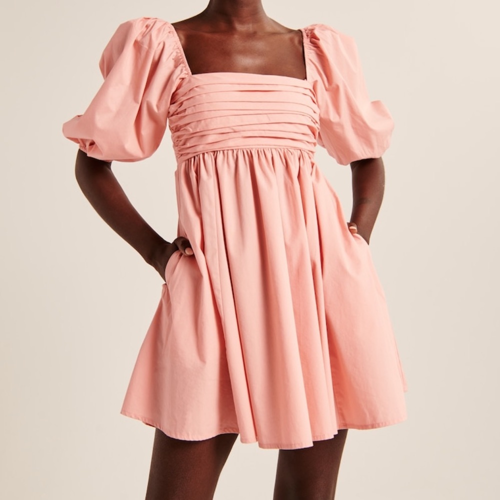 Abercrombie Ruched Bodice Puff Sleeve Mini Dress